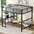 Full-Size Metal Loft Bed with Built-In Desk and Shelves