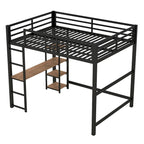 Metall-Loft-Bett in Full-Größe mit integriertem Schreibtisch und Regalen