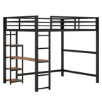 Metall-Loft-Bett in Full-Größe mit integriertem Schreibtisch und Regalen
