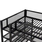 Black Metal Loft Bed with Workstation and Storage