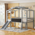 Grey Twin Loft House Bed with Slide