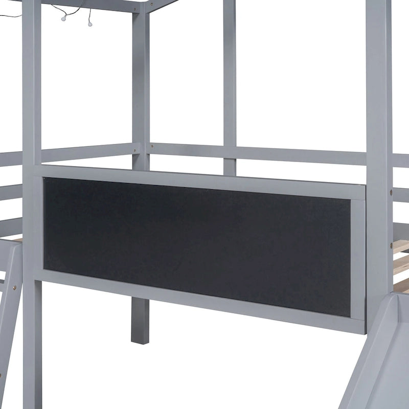 Grey Twin Loft House Bed with Slide