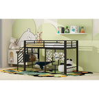 Cama baja Twin con escaleras con almacenamiento y barandillas de seguridad