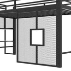 Cama baja Twin con escaleras con almacenamiento y barandillas de seguridad