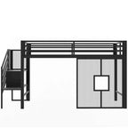 Cama baja Twin con escaleras con almacenamiento y barandillas de seguridad