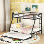 Stahl-Etagenbett für Twin- und Full-Matratzen mit Twin-Gästebett und zwei Leitern