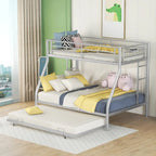 Stahl-Etagenbett für Twin- und Full-Matratzen mit Twin-Gästebett und zwei Leitern