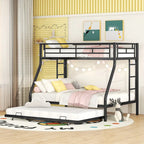 Stahl-Etagenbett für Twin- und Full-Matratzen mit Twin-Gästebett und zwei Leitern