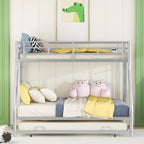Stahl-Etagenbett für Twin- und Full-Matratzen mit Twin-Gästebett und zwei Leitern