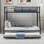 Stahl-Etagenbett für Twin- und Full-Matratzen mit Twin-Gästebett und zwei Leitern