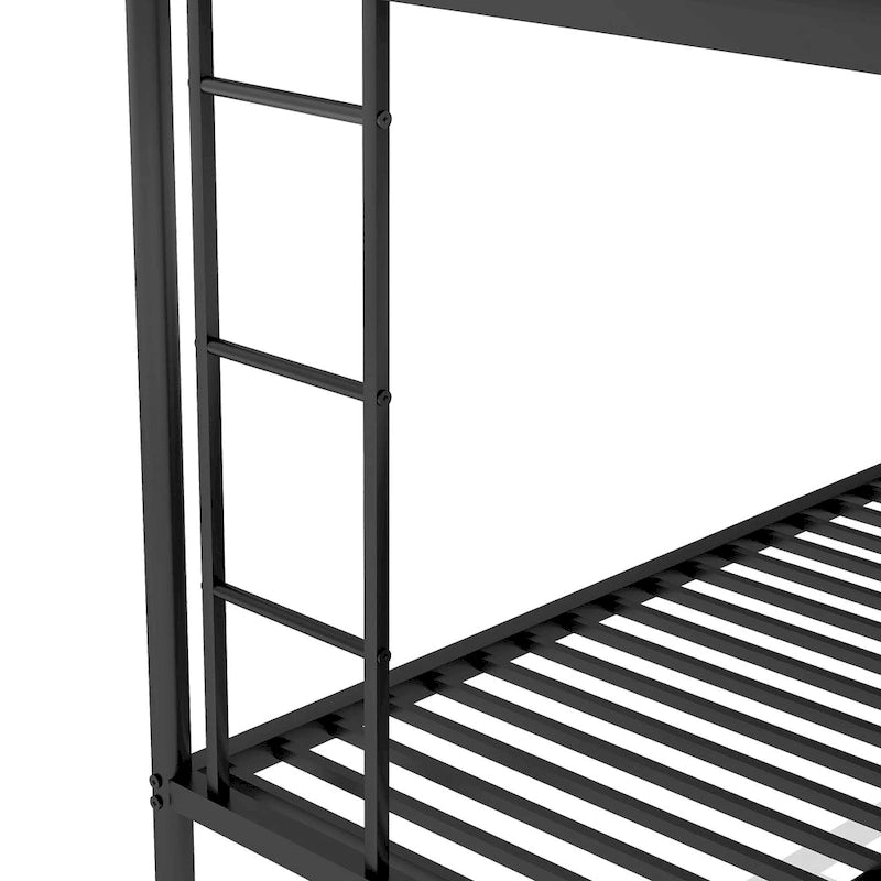 Twin-Over-Full Steel Bunk Bed with Twin Trundle and Dual Ladders