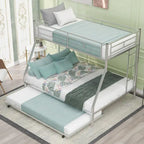 Stahl-Etagenbett für Twin- und Full-Matratzen mit Twin-Gästebett und zwei Leitern